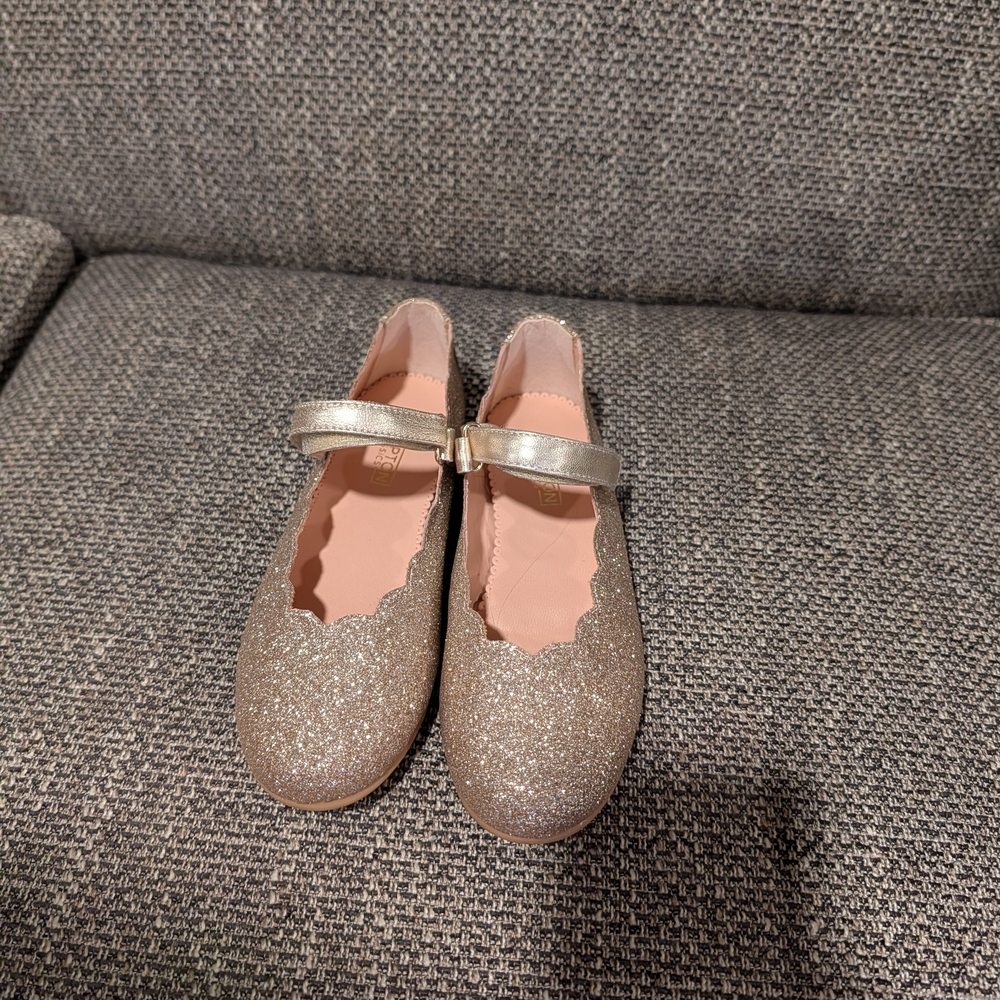Glittery Gold Kids Dress Shoes
